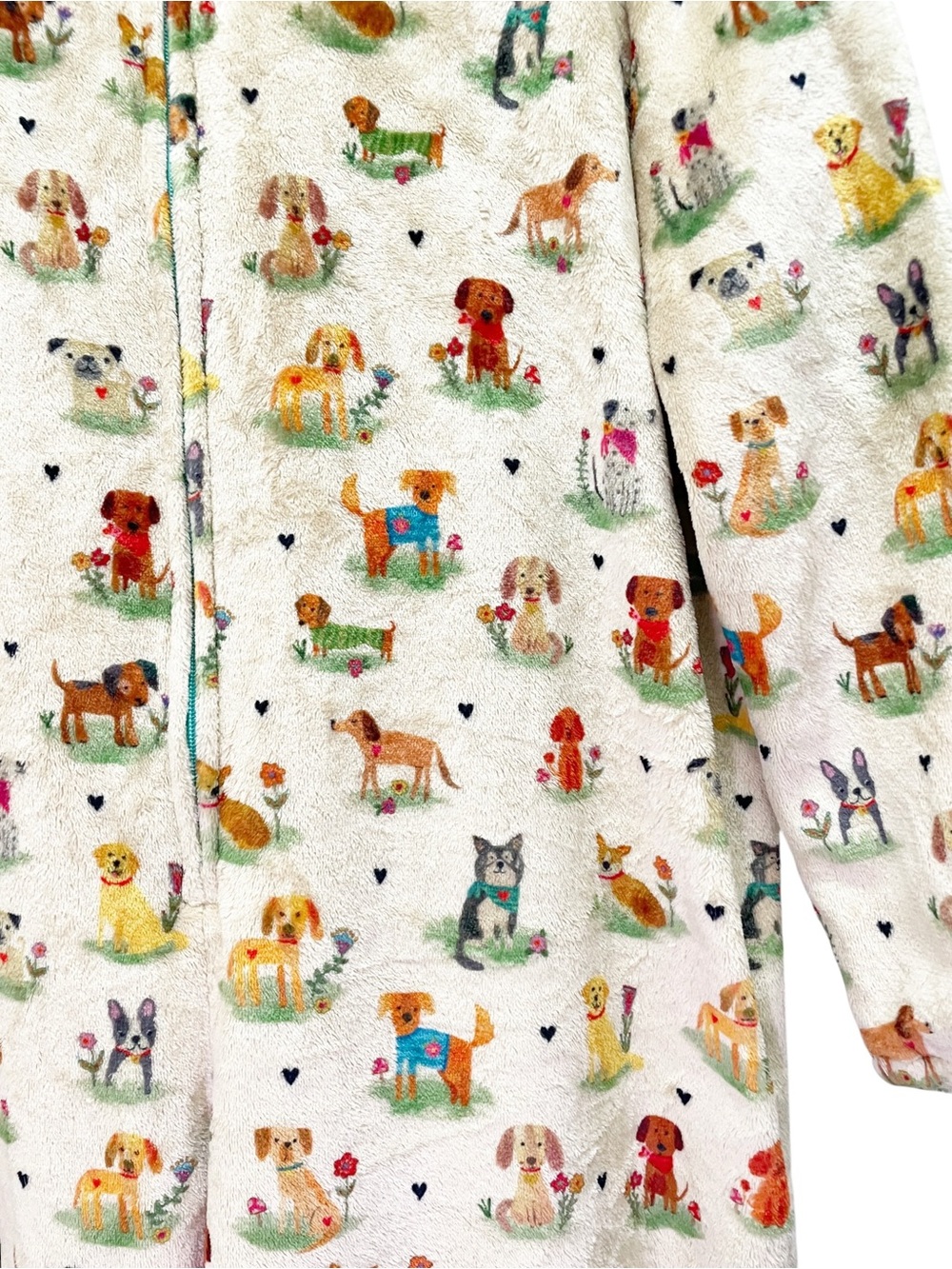 Natural Life Dog Park One Piece Pajamas Large Plush Fleece Dog Print Jumpsuit - Picture 9 of 15